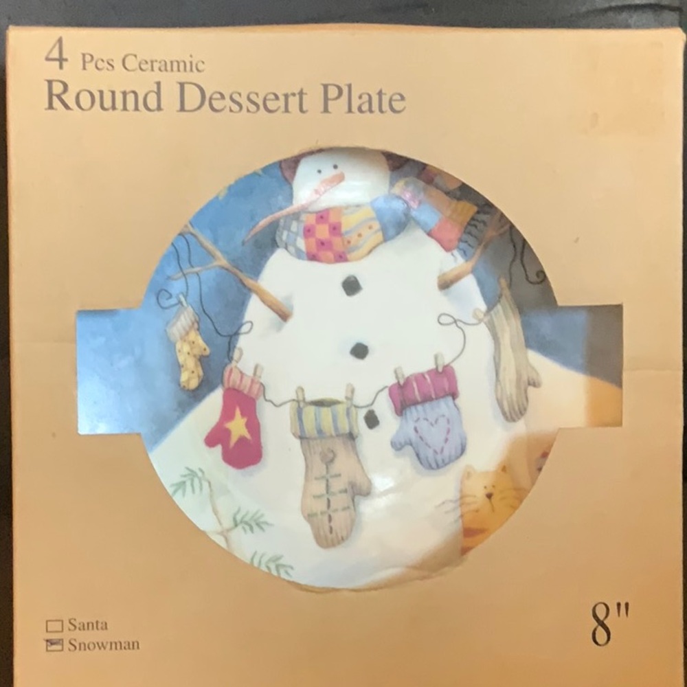 Brand New Snowman Ceramic Dessert Plates